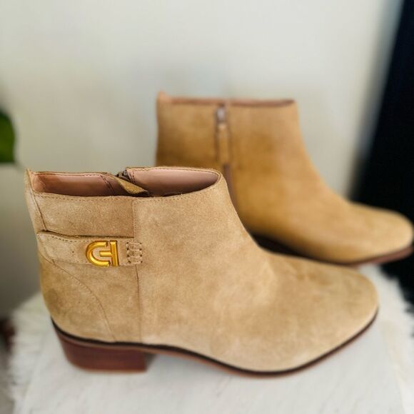 Cole Haan Holis Buckle Suede Leather Ankle Bootie, Tan, Size 10, NWOB - Picture 8 of 17